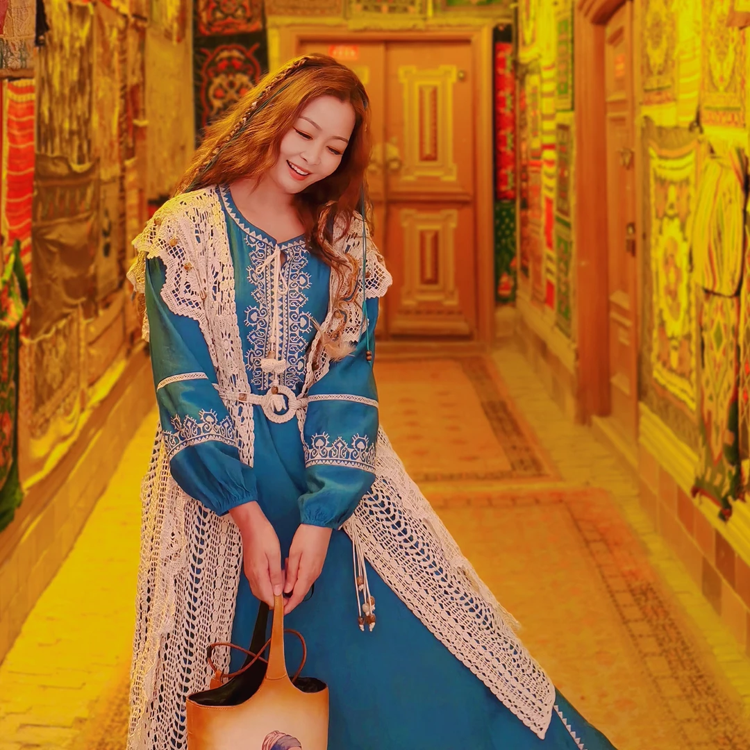 【董艺旅行穿搭】露西·串珠镂空马甲波西米亚度假风三亚云南旅拍