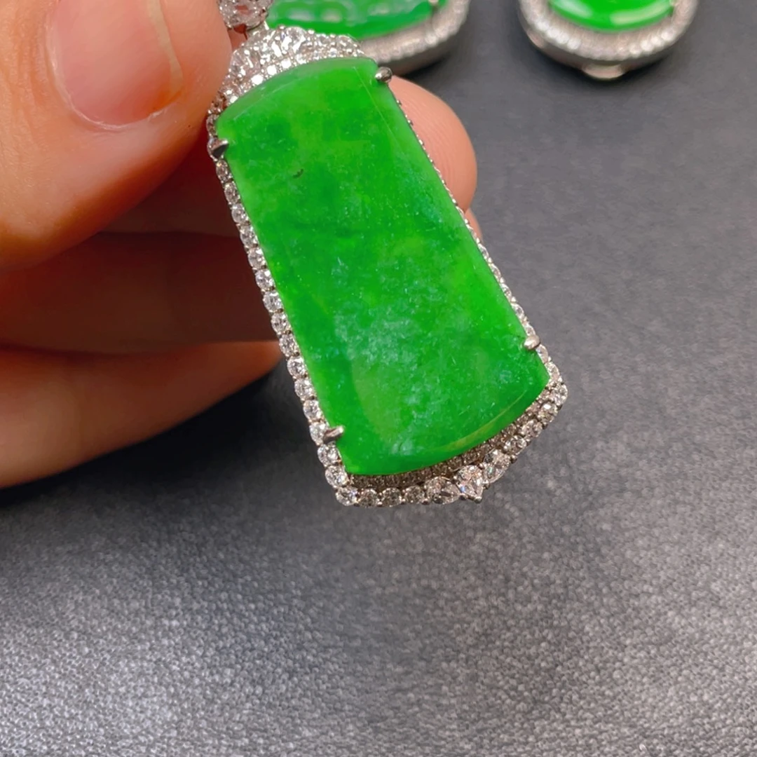 翡翠银S925镶嵌吊坠(不含链)