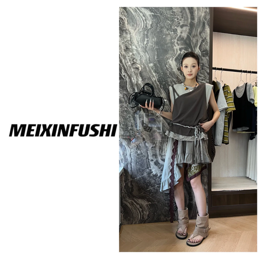 【Mei Xin】绑带背心马甲两件套/2121/D（No退）