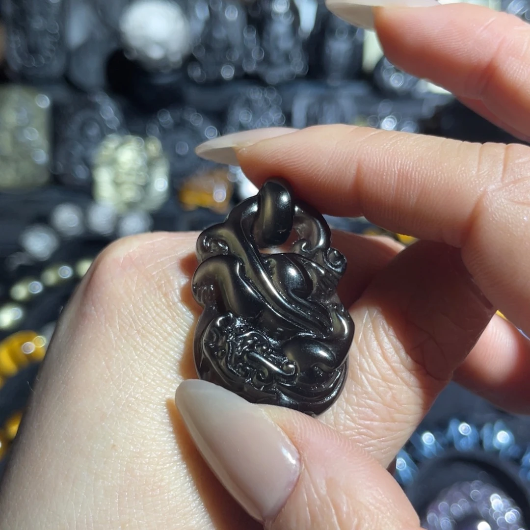 黑曜岩未镶嵌吊坠(赠链)蘖****