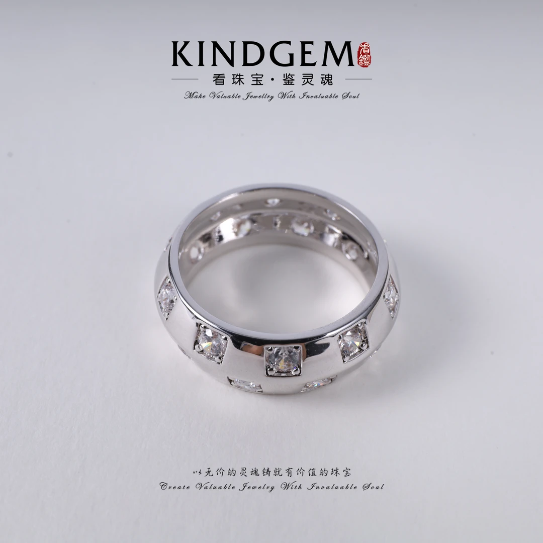 KindGem 轻奢银色设计款宽版闭口戒指 C-35903