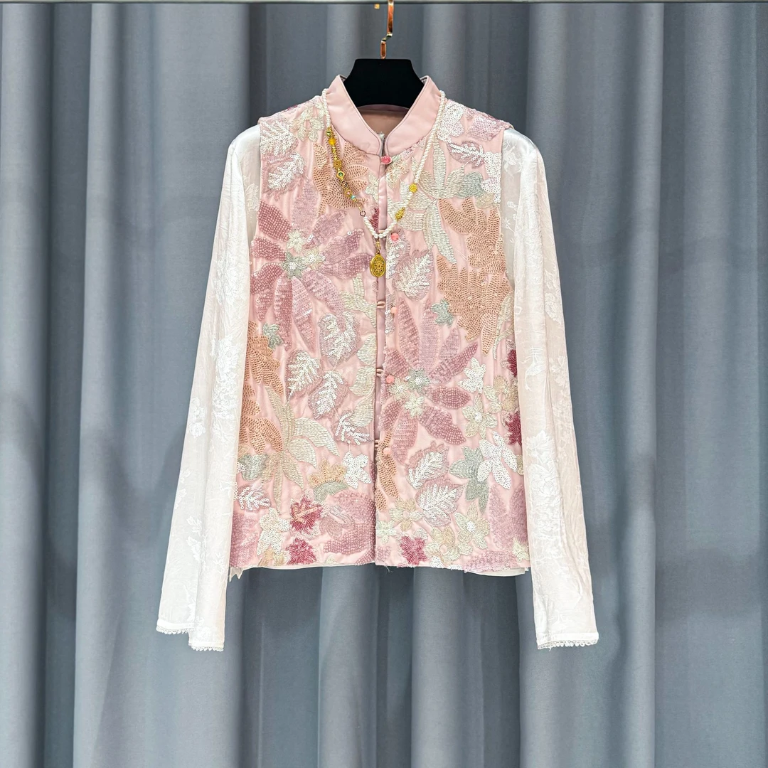 马甲网红时尚百搭复古马夹民族风立领提花A018+A098