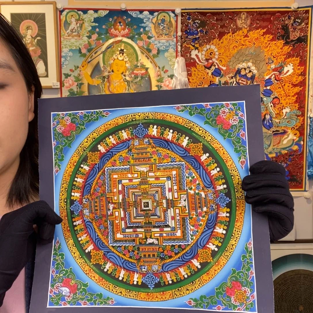 装裱画纯手绘唐卡27厘米左右坛城