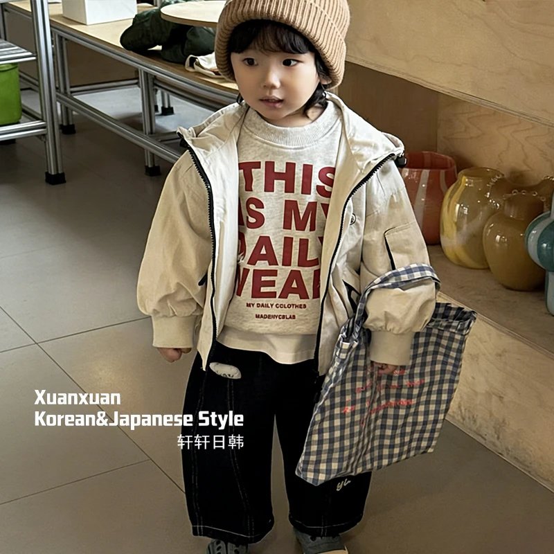 童装2026年春款男童外套时尚韩系宽松洋气休闲连帽外套中小童夹克