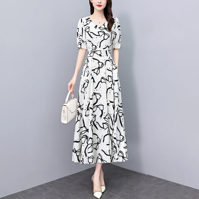 高级感上档次连衣裙女夏长款2025夏季新款妈妈大码胖mm收腰长裙子