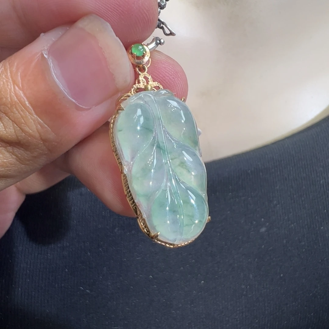 翡翠18K金镶嵌吊坠(不含链)