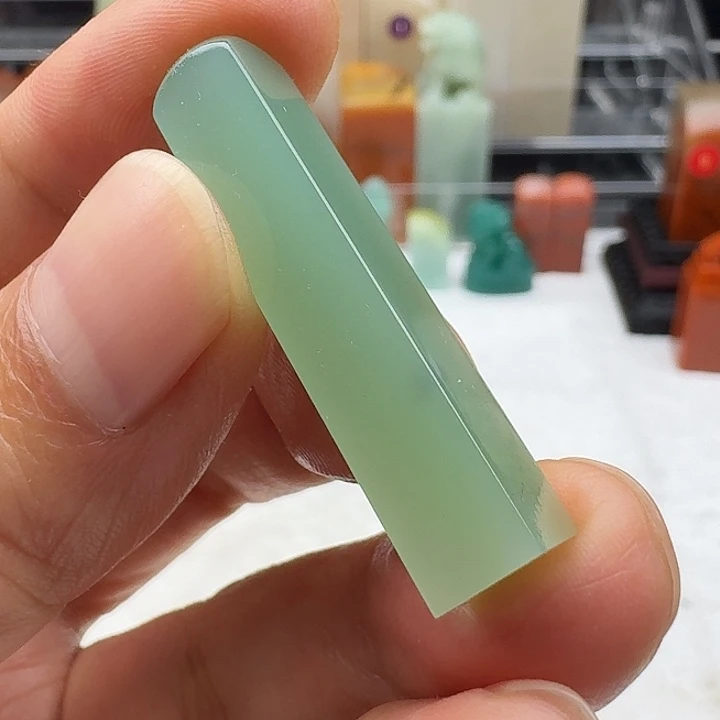 印石寿山石梅子青小牙签