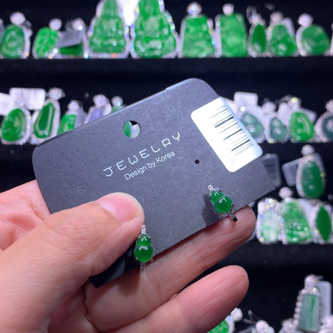 【闪购商品】银S925镶嵌翡翠耳饰