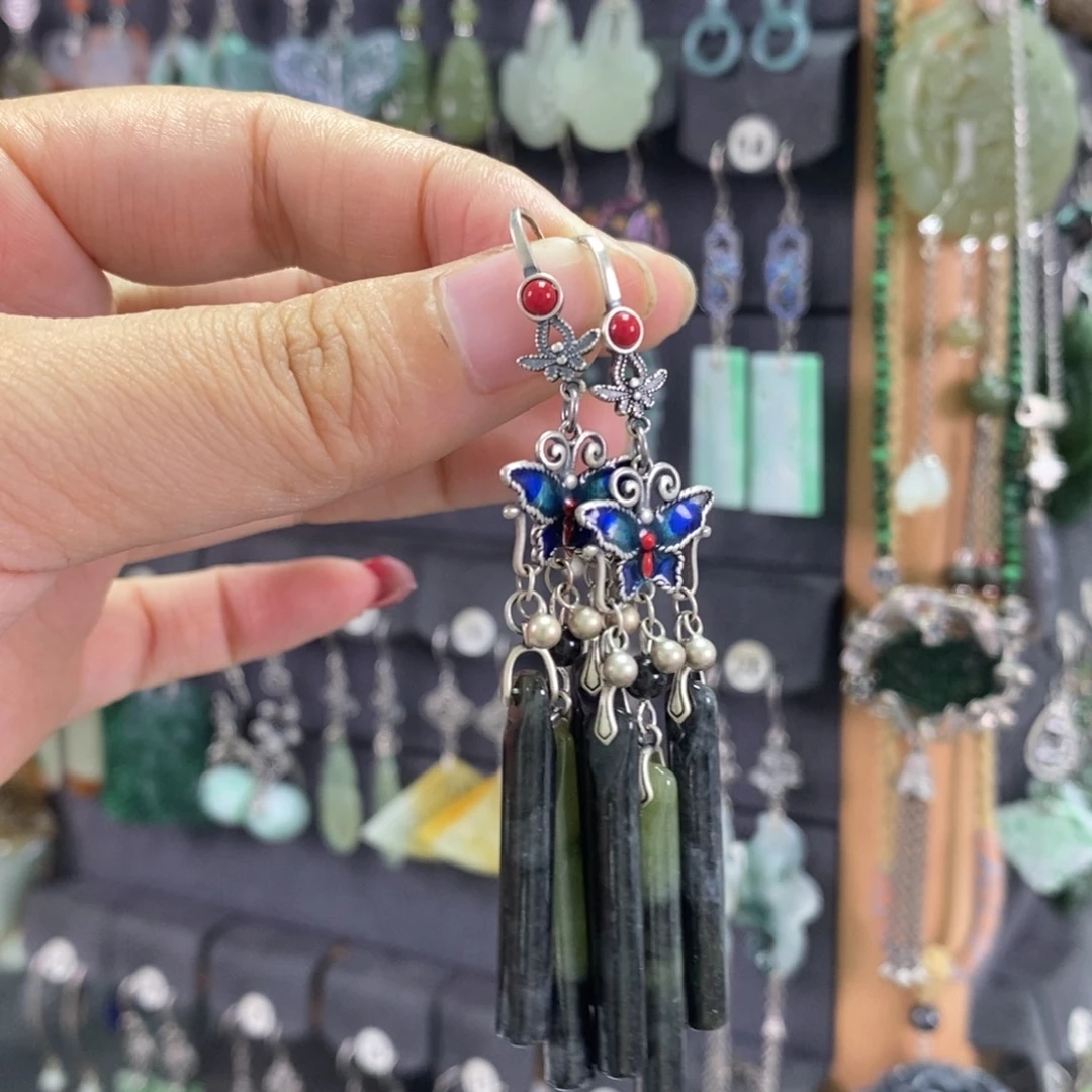 翡翠银S925镶嵌耳饰阳*X23