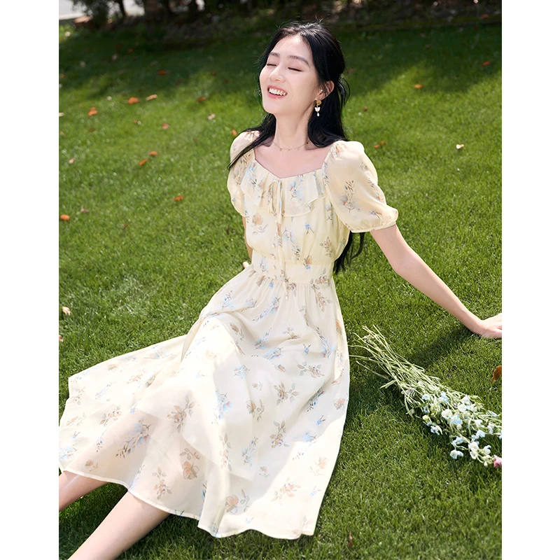 【直播专享】Q842413连衣裙 香影碎花小清新连衣裙女夏季新款泡泡