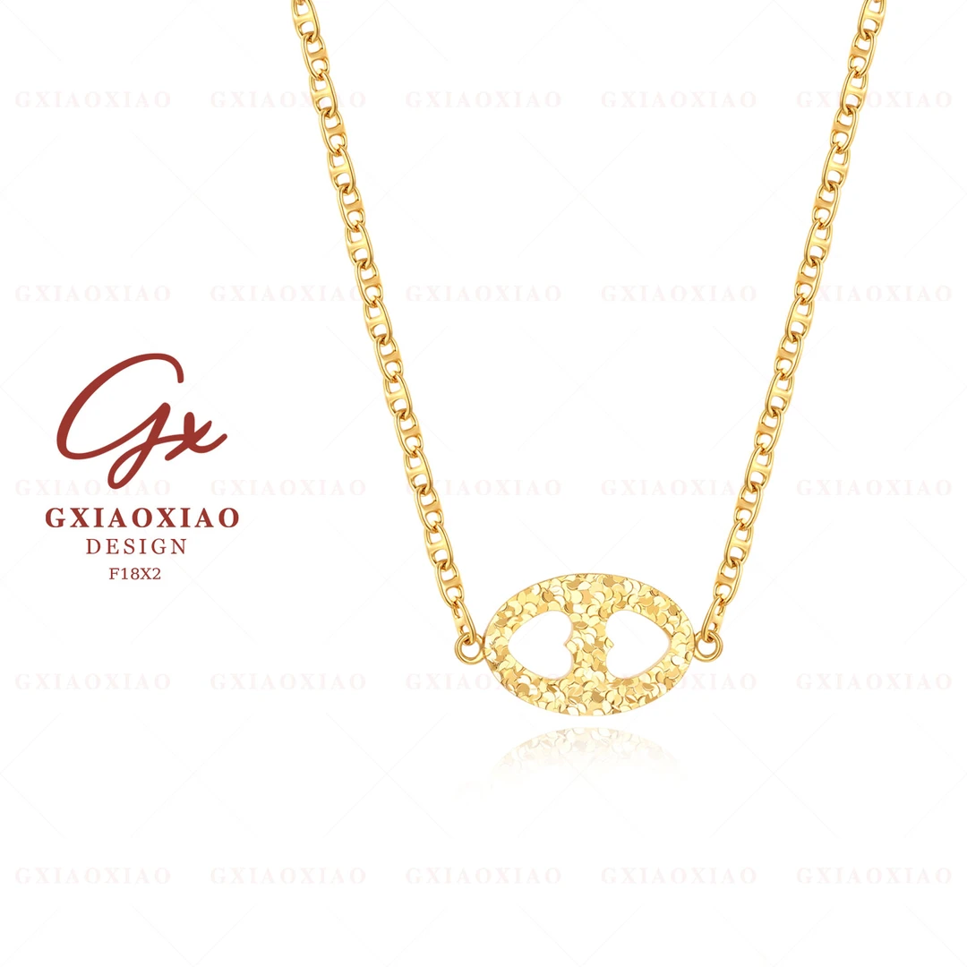 G XIAOXIAO 镀K金【碎碎冰系列】时尚气质双色猪鼻子项链 F18X2