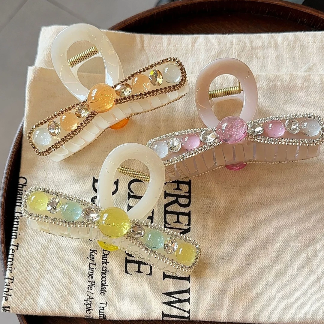 2025春夏新品鲨鱼抓夹甜美清爽透色发抓后脑勺盘发发夹中号蝴蝶结