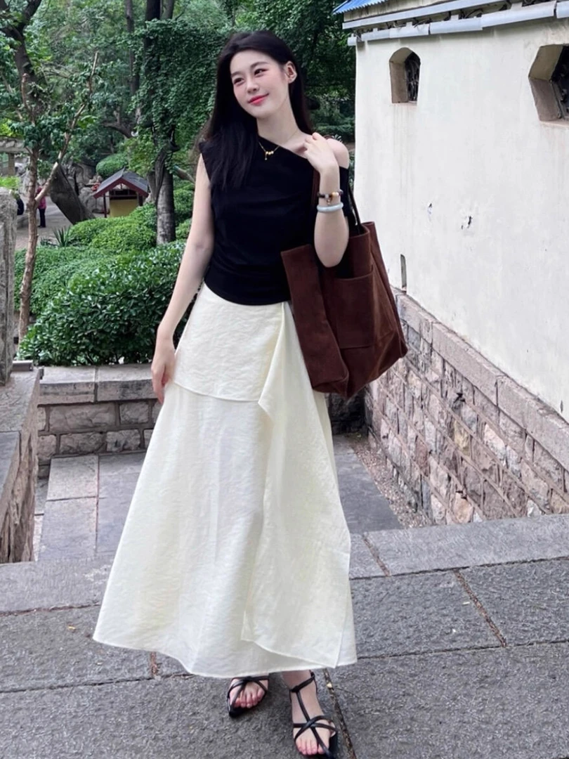 独特绝美漂亮小套装女夏日新款休闲轻熟风上衣搭配修身显瘦半身裙