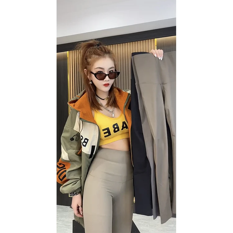 竖条纹压力鲨鱼裤女春夏2025新款外穿高腰收腹提臀打底裤