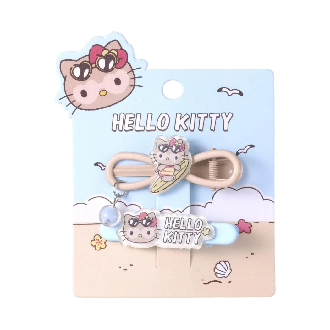 Hello Kitty夏日黑皮系列对装八字发夹
