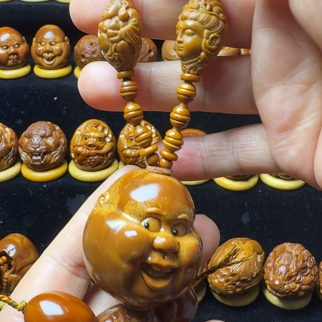 你***妞橄榄核把件大富贵人生带配饰