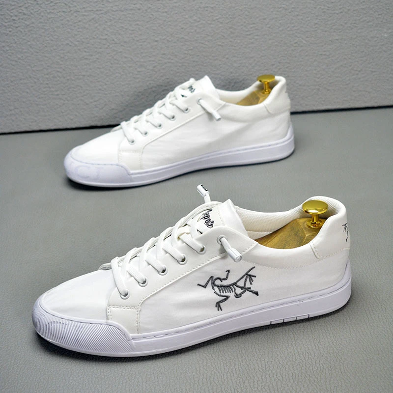 高端户外潮牌男鞋新款夏季透气冰丝布帆布鞋百搭休闲小白鞋男