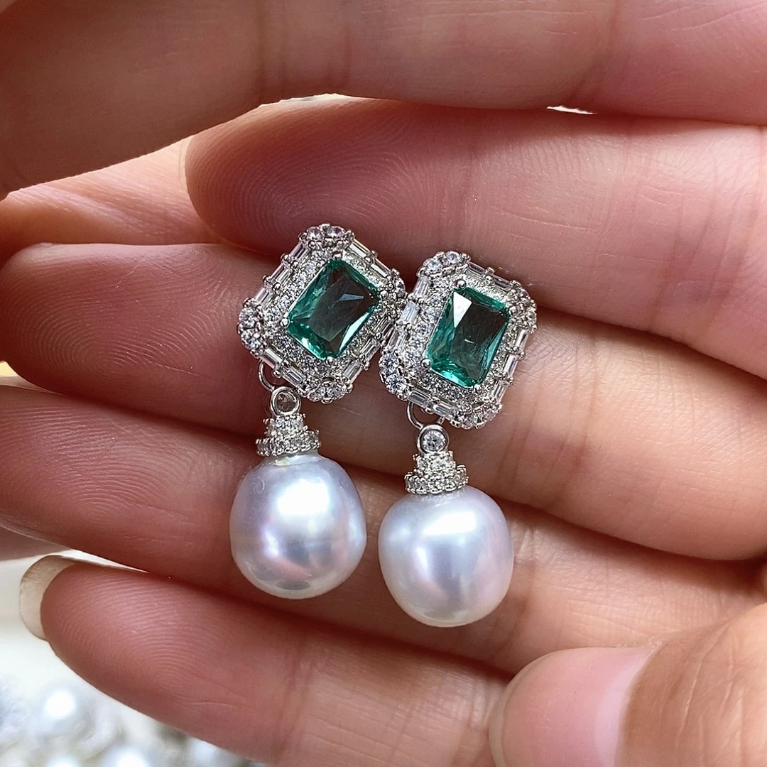 银S925镶嵌海水珍珠耳饰