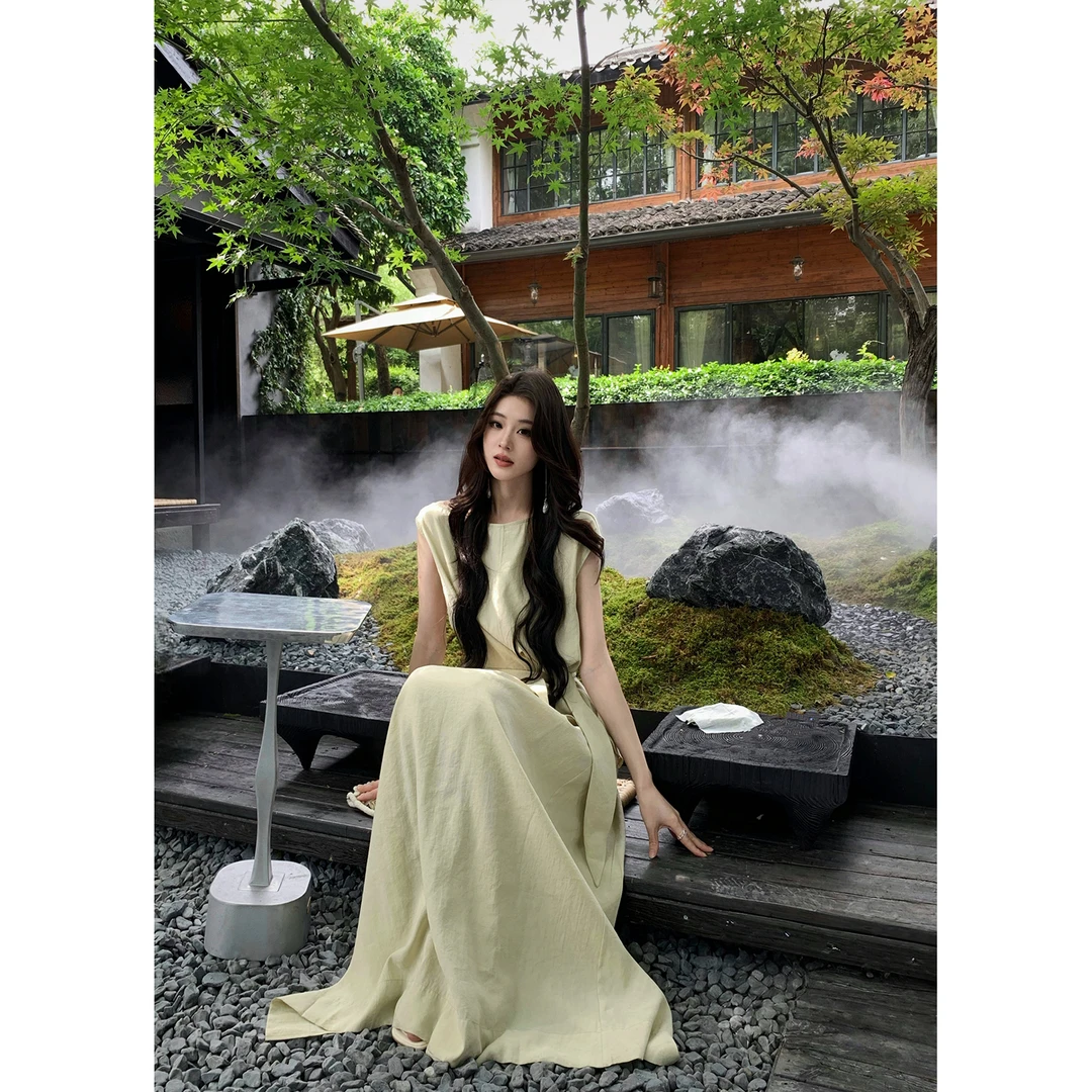 ICELOLLY【浅夏栀子】莫代尔斜肩背心套装女夏季绝美半身裙两件套