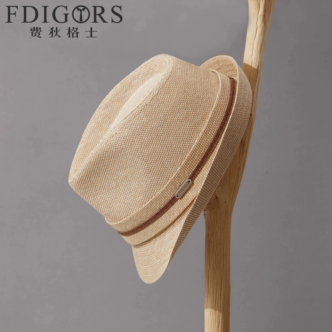 FDIGORS巴拿马草帽男款夏季复古英伦草编短檐中老年度假爵士礼帽
