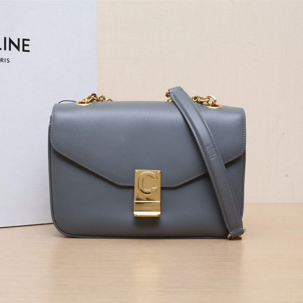 99新 Celine/思琳 【娇】C BAG 中号 灰色 皮革CP225992233