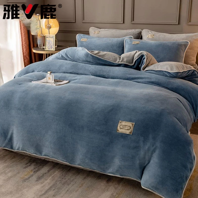 雅鹿牛奶绒被套单件加绒加厚150x200x230被罩宿舍单人冬季双面绒4