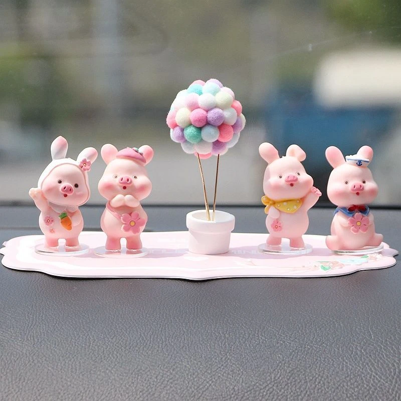 创意卡通汽车摆件车上中控台小公仔摆饰品可爱恐龙车载用品女神款