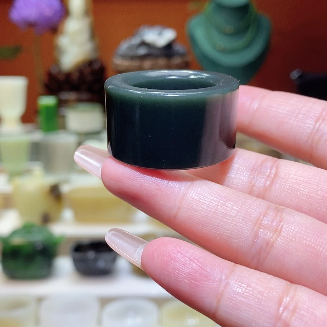 未镶嵌和田玉把件和田玉青玉扳指22mm