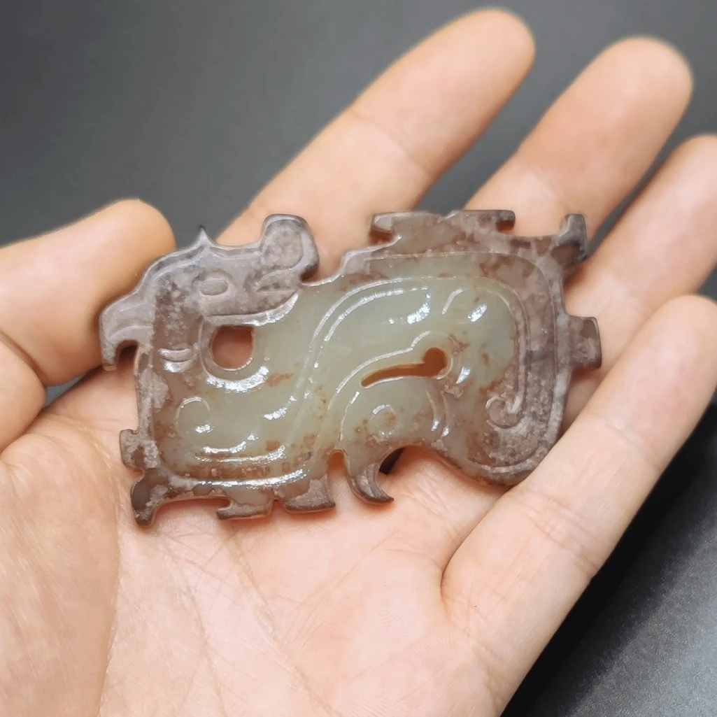 和田玉龙凤头坡刀小玉璧