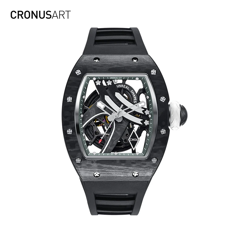 CronusArt克洛斯碳纤幻境机械手表时尚黑色夜光碳纤维防水腕表