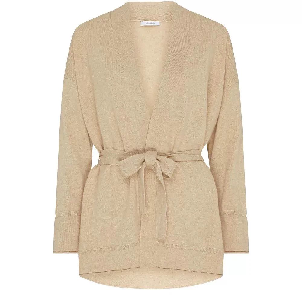 全新未使用 MaxMara 25年早春新品Arno 100%羊绒针织系带开衫外套