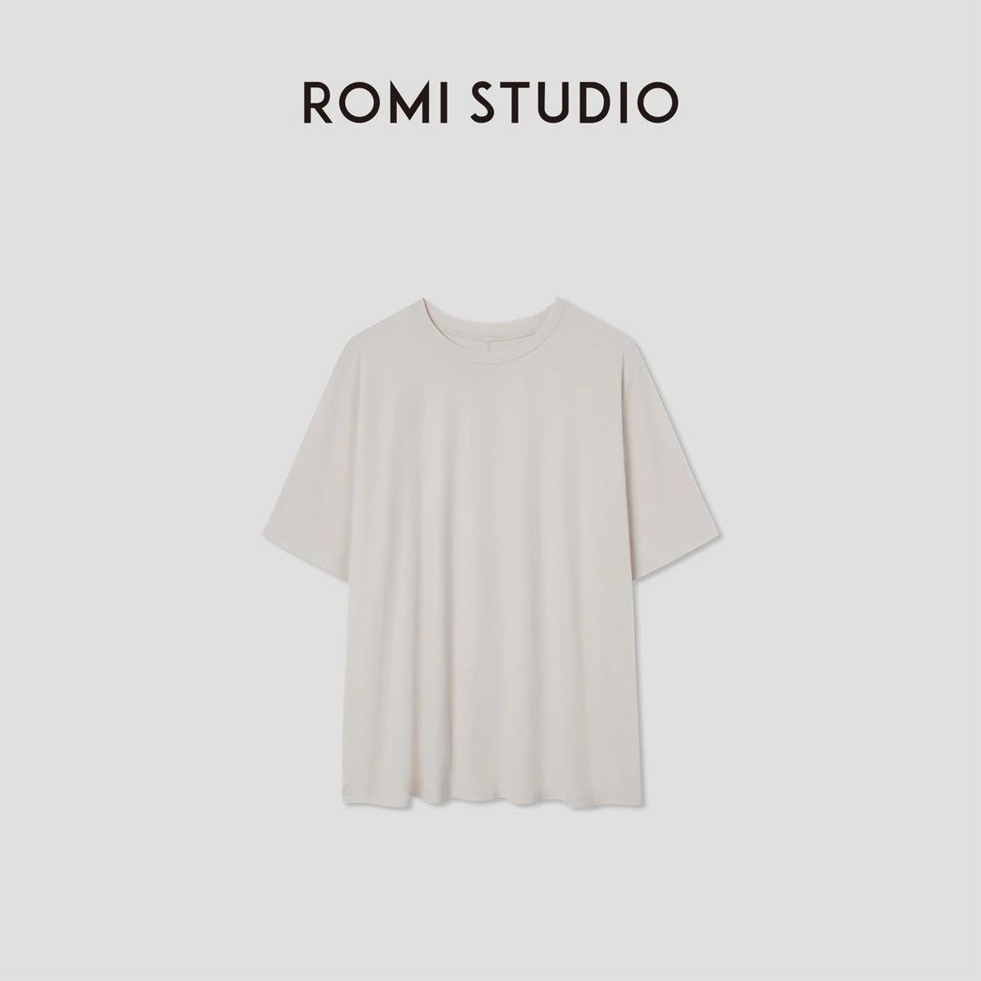 ROMI STUDIO“休闲简约”100棉软糯肤感宽松圆领短袖T恤RW24LST1003