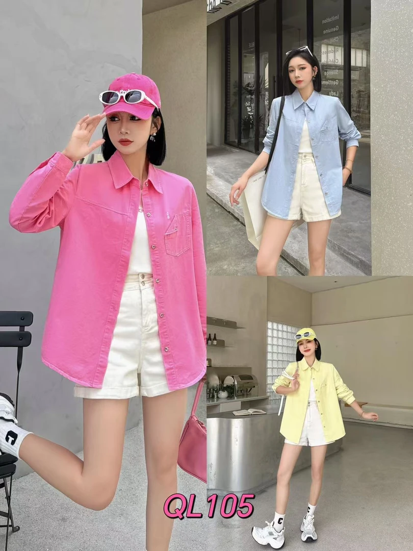 105#2024春款时尚气质宽松长袖衬衣两件套