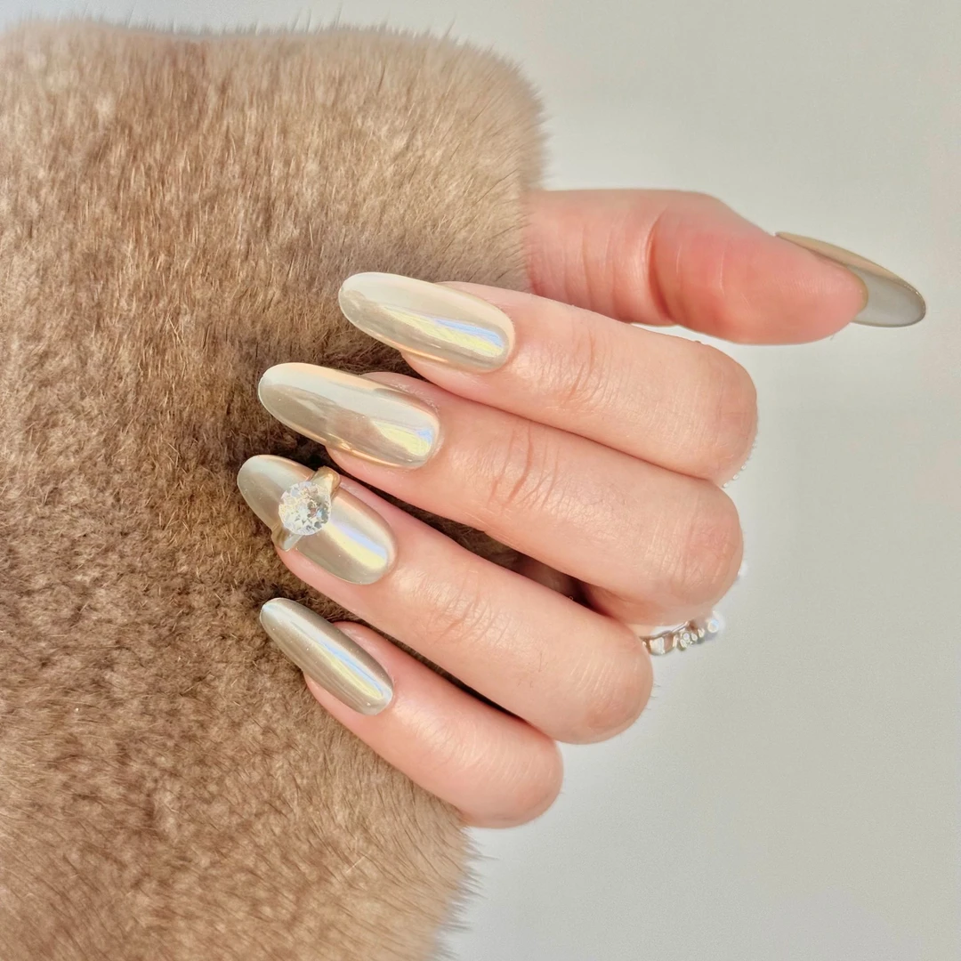 【冰晶果冻】白月光魔镜粉纯手工气质显白美甲贴片