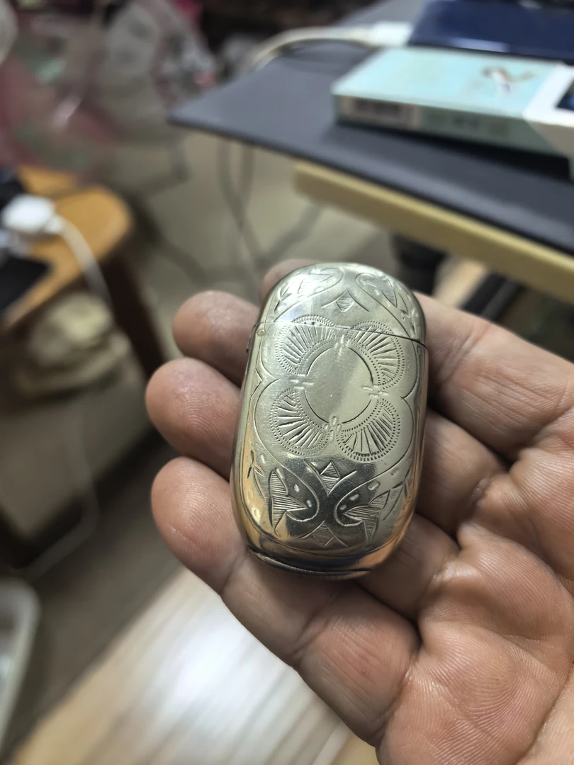 英国古董镍银火柴盒