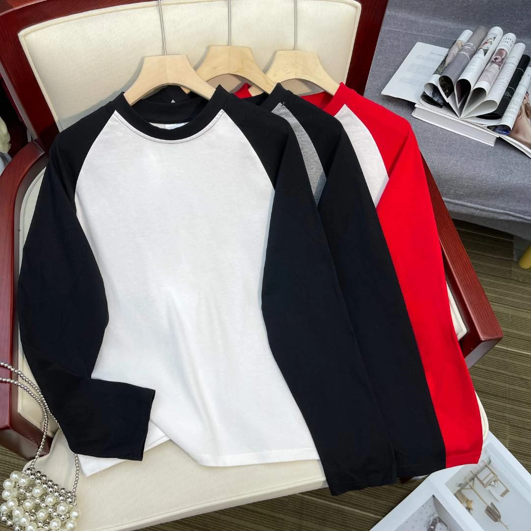 【201-249】潮牌男女童圆领长袖T恤春秋中大童潮百搭打底上衣纯棉