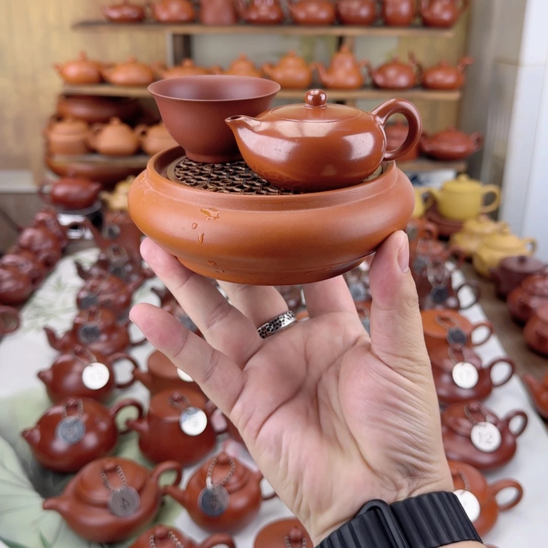 茶壶紫砂朱泥薄胎水磨凤雏壶一杯