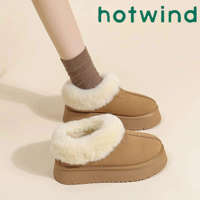 热风厚底低帮雪地靴女款外穿加厚2024年新款时尚百搭冬季毛毛鞋女