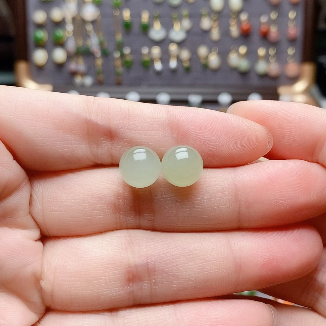 银S925镶嵌和田玉耳饰