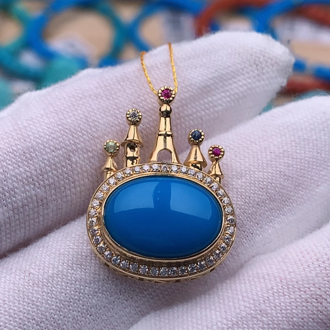 绿松石18K金镶嵌珠宝奇石