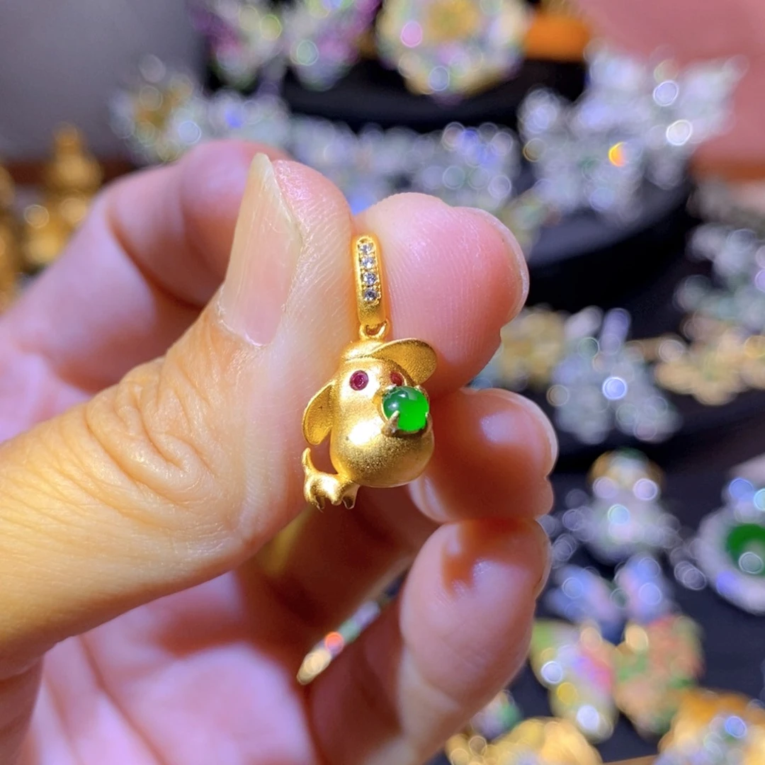 翡翠银S925镶嵌项圈天然