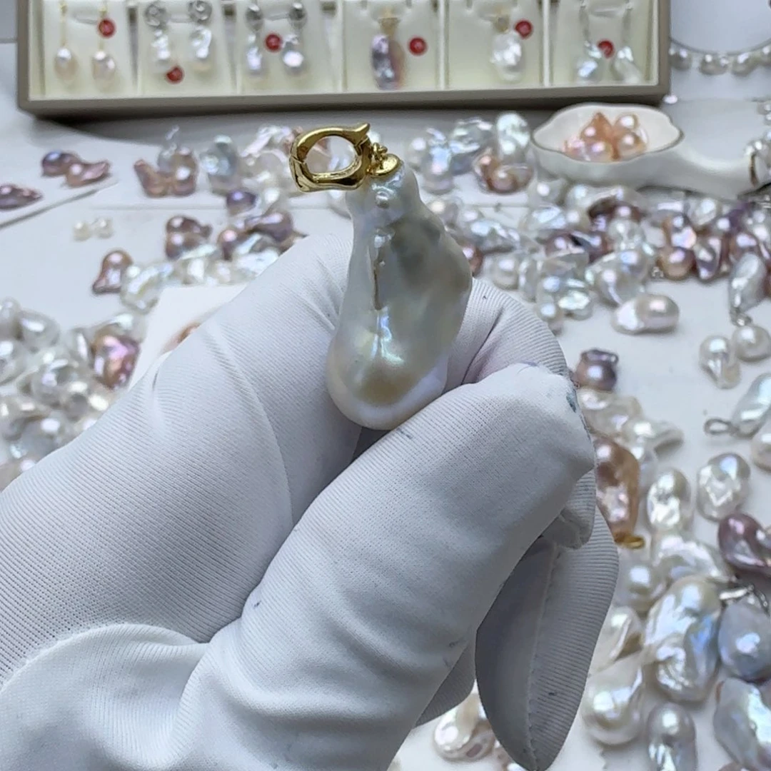 淡水珍珠胸饰银S925镶嵌