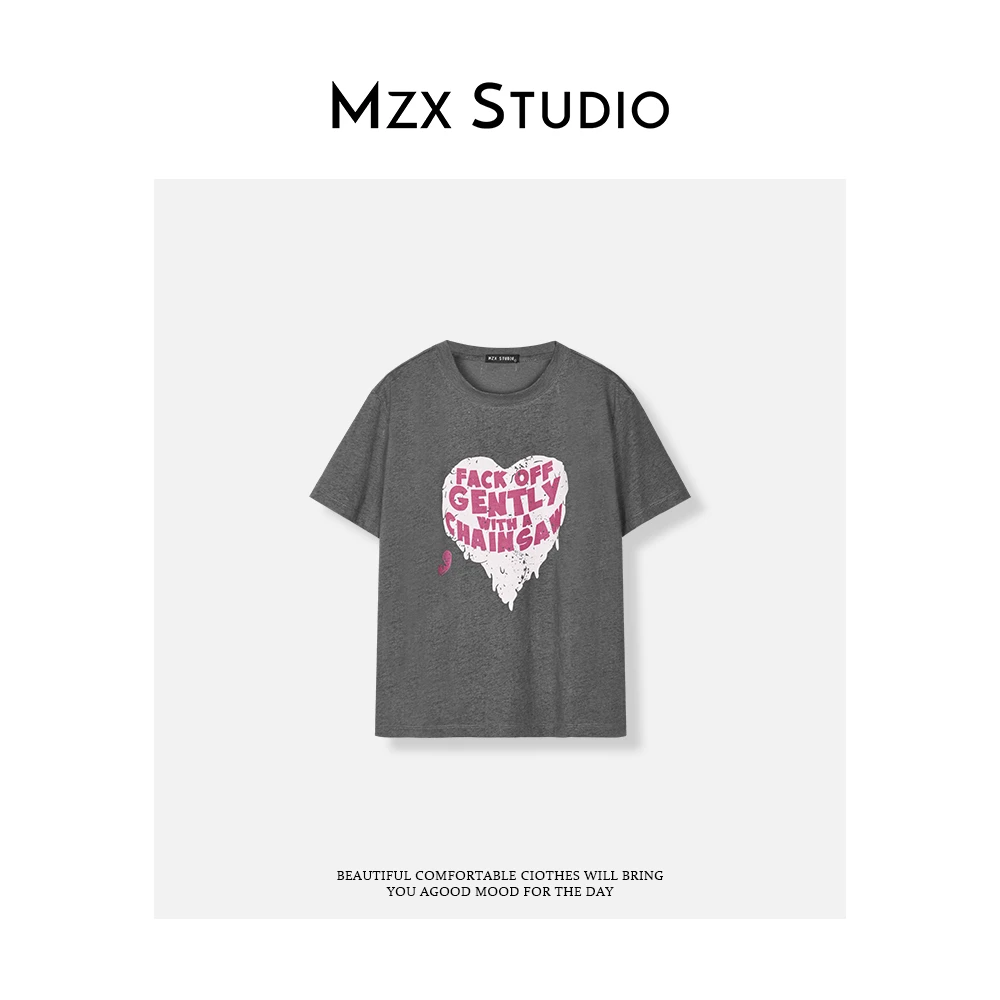 MZX 夏季圆领创意图案印花纯棉短袖T恤 SY8975-R