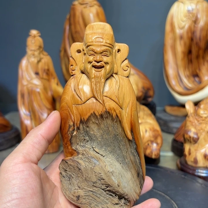 柏木（崖柏）财神爷手把件