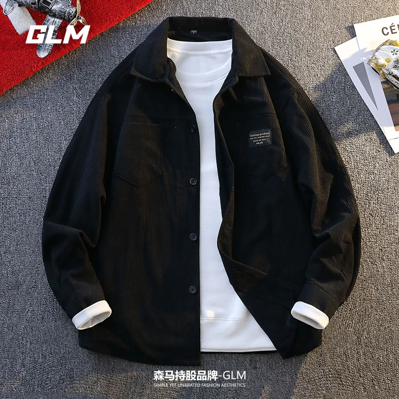 GLM灯芯绒长袖衬衣男士春秋季日系复古青年百搭休闲工装夹克外套