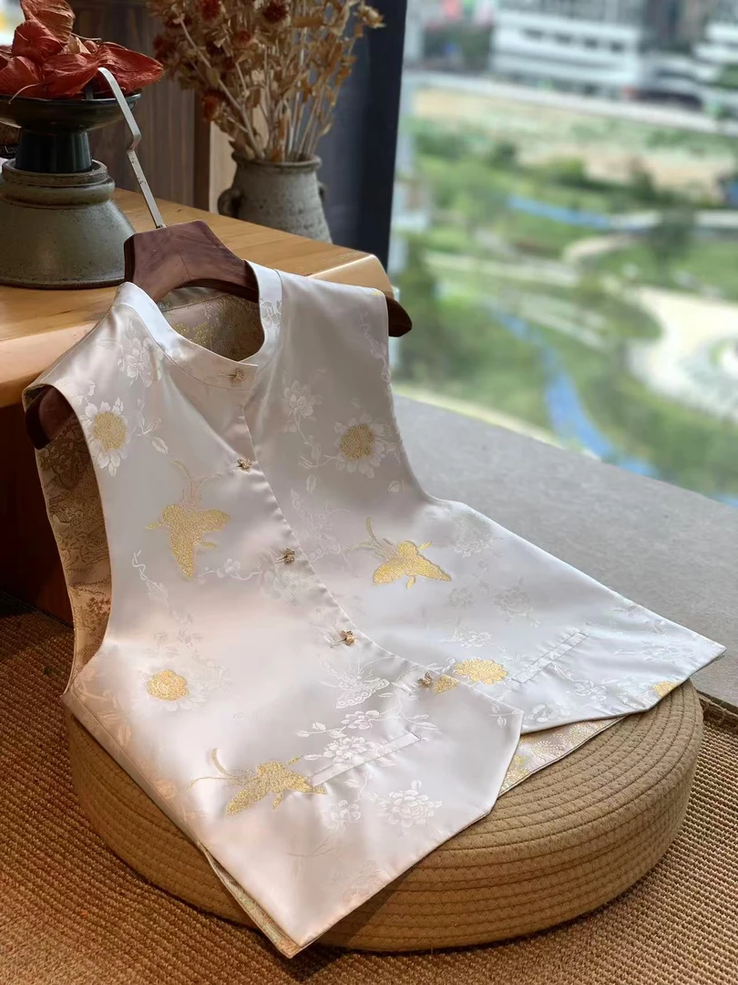 锦瑟华服【南国佳人】新中式双面穿国风两色气质时尚绣花马甲