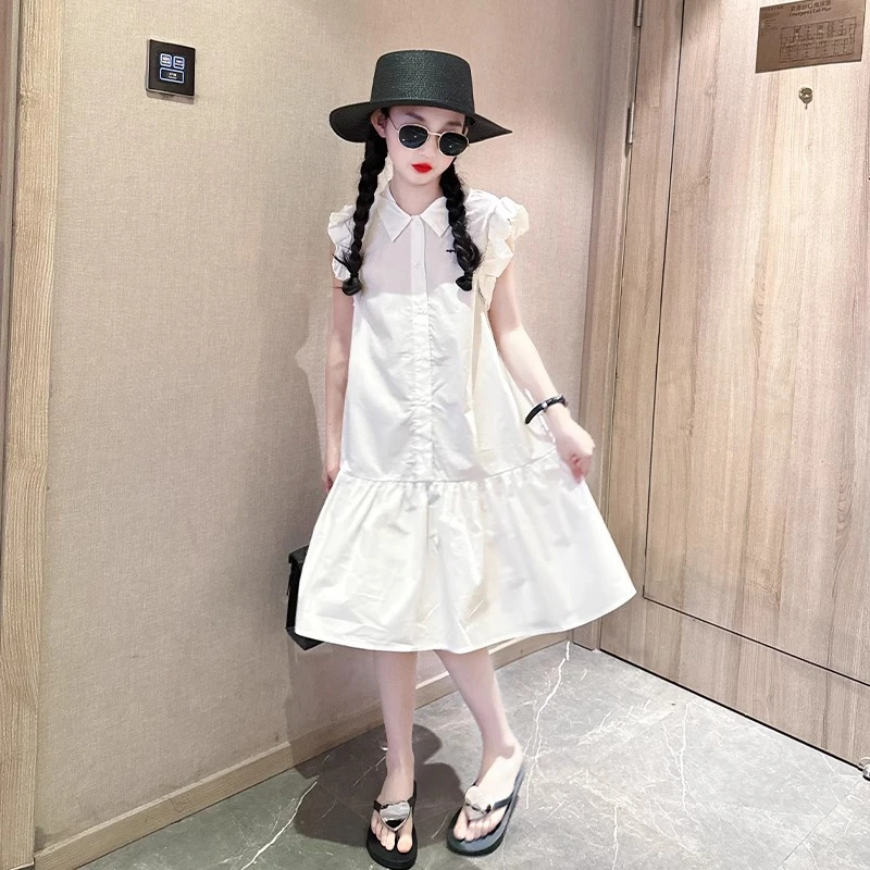 女童公主裙夏2025新款女大童学院风裙子夏季衬衫连衣裙洋气Polo裙