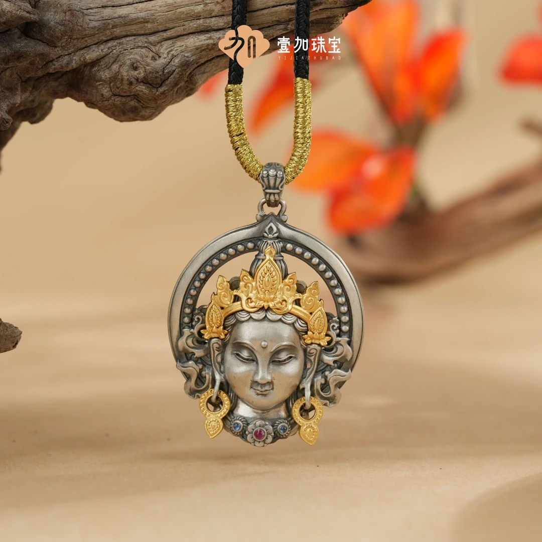 925银银制品 小青|手工设计银镶绿度母吊坠多样性发一1067JY