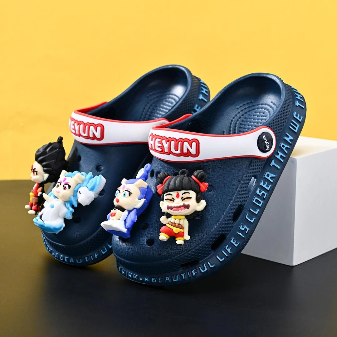 哪吒敖丙凉拖2025新款儿童洞洞鞋男童拖鞋防滑软底亲子大童沙滩鞋