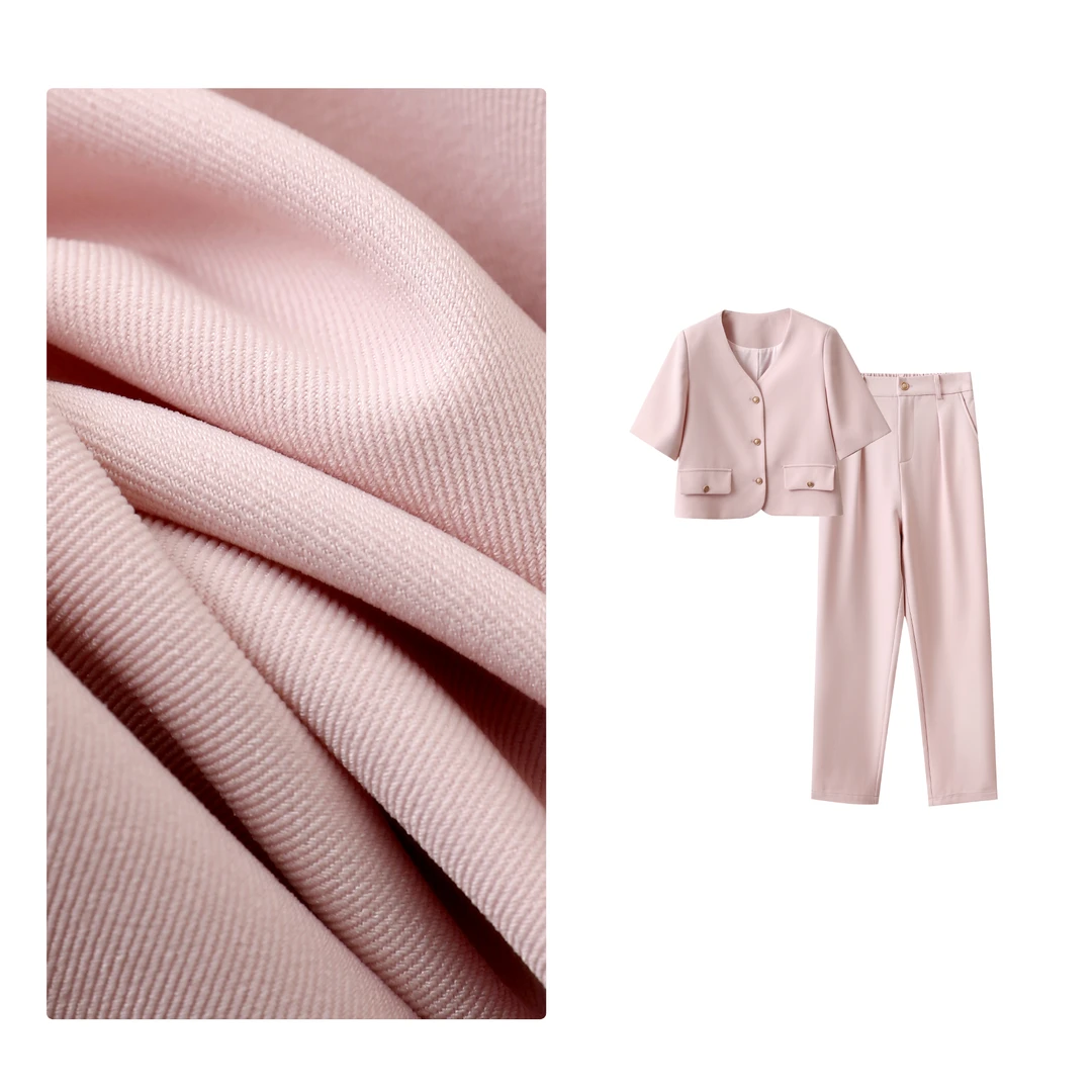 特！门店42&9！蔷薇套装」舒适清爽短小西装休闲直筒裤两件套D40114